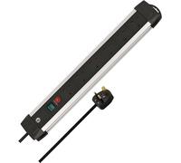 Brennenstuhl 6 Gang Extension Lead - 3 Metre Heavy Duty Cable - Aluminium Body - Made In Germany - 10 Year Guarantee, Black