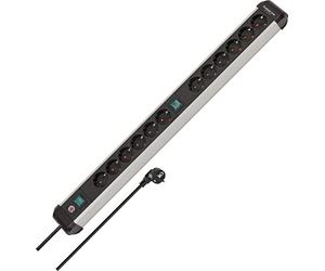 Brennenstuhl Premium Alu-Line power strip 12-gang/plug block made aluminum (power strip with 2 switches and 3 m cable, Made in Germany)