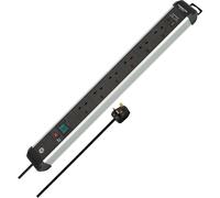 Brennenstuhl Premium-Alu-Line Power Strip with 6 sockets and USB C PD 30W and USB A 18W (Made in Germany, Extension Lead with 3m cable and switch, wall-mounted Power Strip) black