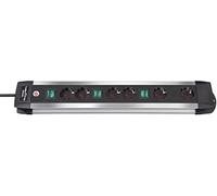 Brennenstuhl Premium Aluminium Line Extension Lead, Aluminium (with Switch and 3m Cable) - Colour: Black., black, 1391000908