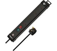 Brennenstuhl Premium-Line 4-way Extension Lead (Power Strip with Safety Fuse Button, 3m cable, Made in Germany) black