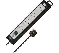 Brennenstuhl Premium-Line, 4-way extension lead (switch and 1.8m cable - 80° angle of sockets) colour: black/light grey