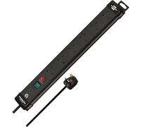 Brennenstuhl 6 Gang Extension Lead - 3 Metre Heavy Duty Cable - With Switch & Fuse Button, Black