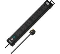 Brennenstuhl Premium-Line, 6-way extension lead (switch and 3m cable - 80° angle of sockets) colour: black
