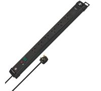Brennenstuhl Premium-Line 6-way Power Strip with 2x USB C PD 65W and USB A 18W (Made in Germany, Extension Lead with switch, 3m cable and Safety Fuse Button, Power Extension for wall mounting) black