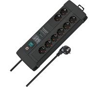 Brennenstuhl Premium-Line 8-Way Power Strip with Surge Protector (Power Strip with Switch and 3 m Cable, Made in Germany) Black