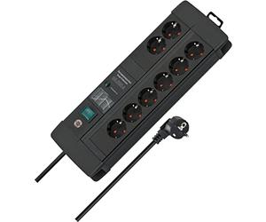 Brennenstuhl Premium-Line 8-Way Power Strip with Surge Protector (Power Strip with Switch and 3 m Cable, Made in Germany) Black