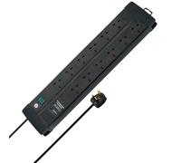 Brennenstuhl Premium-Line Duo, 12-way Power Strip with surge protection 60.000A (Wall-mounted Extension Lead with 3m cable and switch, Made in Germany) black