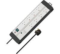 Brennenstuhl Premium-Line Duo, 8-way extension lead with surge protection 60.000 A (switch and 3m cable - 45° angle of sockets) black/light grey
