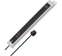 Brennenstuhl Premium-Line FB, 5-way extension lead with 2 USB charging ports (switch and 3m cable, with Safety Fuse Button, Made in Germany) grey/black