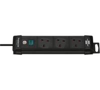 BRENNENSTUHL - Premium-Line Mains Extension Lead, 3 Gang, 3m Lead, Black