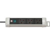 BRENNENSTUHL Premium-Line Mains Extension Lead, 3 Gang 3m Lead, Black/Light Grey