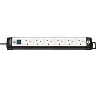 BRENNENSTUHL Premium-Line Mains Extension Lead 6 Gang, 3m Lead, Black/Light Grey
