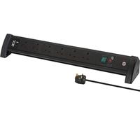 Brennenstuhl Premium Office-Line 6-way Power Strip with USB C PD 30W and USB A 18W (Made in Germany, Extension Lead with 3m cable and switch, Power Extension for desk with Safety Fuse Button) black