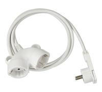 Brennenstuhl Quality Plastic Extension Cable with Flat Connector (Extension Cable Flat for Indoor Use with 5 m Cable, Power Extension Cable with Double Socket, 2-Way Extension Cable) White
