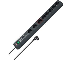Brennenstuhl Secure-Tec, 6-pin power strip with surge protection and master/slave function (3m cable and switch), colour: anthracite [energy class 0], 1159490936 3500 wattsW, 230 voltsV