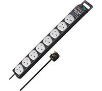 Brennenstuhl Super-Solid-Line 8-way Extension Socket (Extension Lead with Safety Fuse Button, 2,5m cable, sockets in 90° arrangement) black/grey