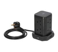 Brennenstuhl Tower Extension Lead 8-way - 8 Sockets & 3 Usb Charging Ports (usb A And Usb C), Black
