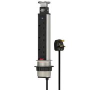 Brennenstuhl Tower Power Pop-Up Extension Socket 3-way 2m H05VV-F 3G1.5 Retracts into the desktop *GB*