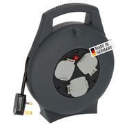 Brennenstuhl Vario Line 3-Way Extension Reel 10m (Made in Germany, Portable Extension Cable, Safety Cut-Out, Indoor Cable Reel with Carry Handle) Anthracite