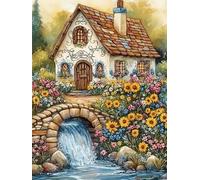 Brennora 5D Diamond Painting Kits Beautiful Flower House DIY Adult Kids Beginner Diamond Crafts Home Wall Decoration 40x50 cm