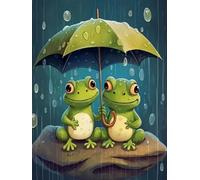 Brennora Pre-Printed Cross-Stitch Kits 11CT Embroidery Kits for Adults Beginners Two Frogs DIY Easy Pattern Crafts for Decor 40x50 cm