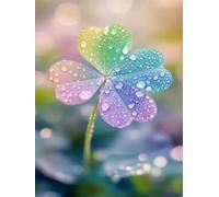 Brennora Pre-Printed Cross-Stitch Kits Clover dewdrops 11CT Embroidery Kits for Adults Beginners DIY Easy Pattern Crafts for Decor 40x50 cm