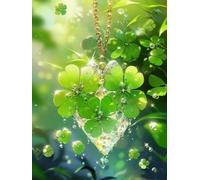 Brennora Pre-Printed Cross-Stitch Kits Four-Leaf Clover 11CT Embroidery Kits for Adults Beginners DIY Easy Pattern Crafts for Decor 40x50 cm