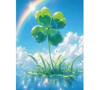 Brennora Pre-Printed Cross-Stitch Kits Sunlit Clover 11CT Embroidery Kits for Adults Beginners DIY Easy Pattern Crafts for Decor 40x50 cm