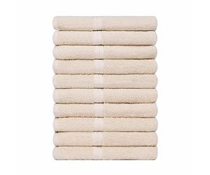 Brentfords 100% Cotton Set of 10 Hand Towels for Bathroom, Small Shower Towel Super Absorbent Quick Drying Bathroom Towel, Beige 50 x 80cm