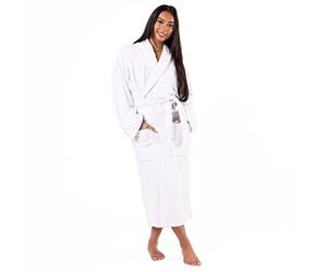 Brentfords 100% Cotton Towel Bath Robe Soft Terry Towelling Dressing Gown Absorbent Shawl for Men Women Kids - One Size Fits All, Pure White