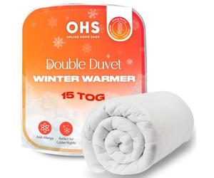 Brentfords 15 Tog Double Duvet, Winter Duvet for Cold Weather Anti Allergy Home Soft Comfort Bedding Hotel Quality Quilt Breathable Warm Heavy Duvets Non Allergenic Fibre Double Bed, White