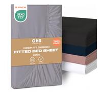 Brentfords 2 Pack Deep Fitted King Size Sheet, Fitted Sheet Bed Cover Easy Care Ultra Soft Fade Resistant Microfibre Bed Linen Sheets for King Size Bed, Grey Twin Pack