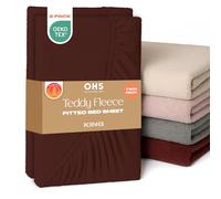 Brentfords 2 Pack King Size Bed Sheet, Soft Warm Thermal Teddy Fleece Fitted Sheet Deep Pocket 25cm Fade Resistant Cuddly Cosy Fluffy Teddy Bear Bedding King Size 2 Pack, Chocolate Brown