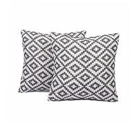 Brentfords 2 Pack of Geometric Cushion Covers Geo Grey Decorative Seat Chair Outdoor Garden Patio Pillow, 45 x 45cm