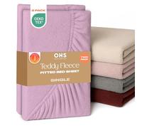 Brentfords 2 Pack Single Fitted Sheet, Teddy Fleece Fitted Sheet Bed Cover Deep Pocket 25cm Fluffy Bedding Fade Resistant Cuddly Cosy Teddy Bear Bedding, Lilac - Single