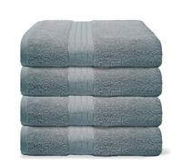 Brentfords 4 Pack Bath Towels For Bathroom, Super Soft Absorbent 100% Cotton Quick Dry Luxury Spa Quality Large Bath Towels For Beach & Gym, Denim Blue-50x80cm