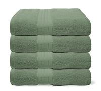 Brentfords 4 Pack Bath Towels For Bathroom, Super Soft Absorbent 100% Cotton Quick Dry Luxury Spa Quality Large Bath Towels For Beach & Gym, Olive Green-50x80cm