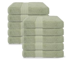 Brentfords Bath Sheets Pack of 10, Super Soft 100% Cotton Absorbent Quick Dry Hotel Quality Extra Large Bath Sheet For Bathroom Beach & Gym, Sage Green-90x150cm