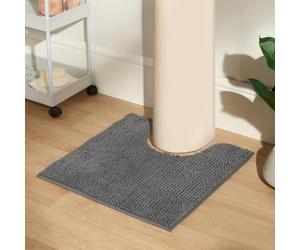 Brentfords Bath Toilet Mat 45 x 75cm, Non Slip Backing U-Shaped Pedestal Mats Soft Thick Noodle Design Bathroom Rug Quick-Drying Machine Washable Floor Mat, Charcoal