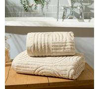 Brentfords Bath Towel Cream Arches Embossed, Super Soft 100% Cotton Towels for Bathroom Showers Highly Absorbent Large Bath Towels Luxury Quality Towel Pack, 1 Piece