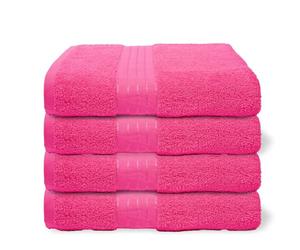 Brentfords Bath Towels Pack of 4, Super Soft 100% Cotton Shower Towel Highly Absorbent Fade Resistant Quick Dry Large Bath Towel For Bathroom Gym Spa, Bright Pink-70X115cm