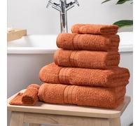 Brentfords Bathroom Towel Bales Burnt Orange, Super Soft 100% Cotton Hand Towels Bathroom Essentials Highly Absorbent Bath Towels Face Cloths, 6 Piece