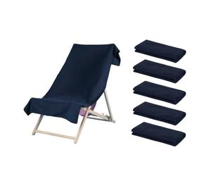 Brentfords Beach Towels for Adults, Holiday Essentials Beach Towel Quick Dry Towel Swimming Pool Gym Yoga Microfibre Towel Large Sand Free, Navy Blue Set of 5
