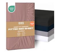Brentfords Bedding Fitted Bed Sheets Double, Easy Care Soft Microfibre Fabric Deep Pocket 25cm Double Bed Sheet Shrinkage and Fade Resistant Bottom Sheet, Blush Pink - 137 x 190cm