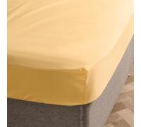 Brentfords Bedding Fitted Bed Sheets Double, Easy Care Soft Microfibre Fabric Deep Pocket 25cm Double Bed Sheet Shrinkage and Fade Resistant Bottom Sheet, Lemon - 135 x 190cm