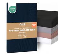Brentfords Bedding Single Fitted Sheet Navy Blue, Easy Care Soft Microfibre Fabric Deep Pocket 30cm Single Bed Sheet Shrinkage and Fade Resistant Bed Linen Bottom Sheets, 90 x 190cm