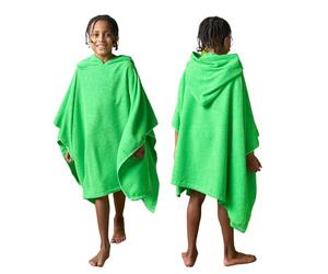 Brentfords Childrens Beach Towels Poncho, Oversized Beach Towel Kids Poncho Towel for Swimming Beach Pool Travel Kids Changing Robe Hooded Towel Lightweight Privacy, Neon Green