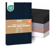 Brentfords Deep Fitted Sheet Double Bed Navy, Deep Pocket 12 Inch (30cm) Easy Care Soft Microfibre Fabric Shrinkage & Fade Resistant Plain Dyed Bottom Sheet, 137 x 190cm - 1 Pack