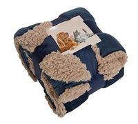 Brentfords Dog Blankets Washable Large Sherpa Pet Dog Blanket Soft Fluffy Warm Animal Cat Kitten Kennel Mat Warm Throw Over Plush Fleece, Navy Blue - 75 x 110cm